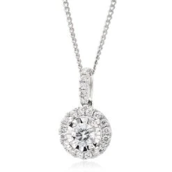 18ct White Gold Diamond Cluster Pendant