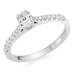 18ct White Gold Diamond Oval Cut Ring
