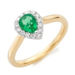 18ct Yellow Gold Diamond Emerald Ring
