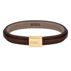 BOSS Brown Leather Men’s Bracelet