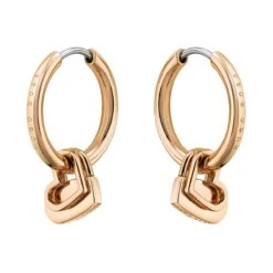 BOSS Rose Gold Tone Soulmate Heart Hoop Earrings