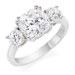 Silver Cubic Zirconia Three Stone Ring